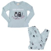Pijama Infantil Feminino Danka Gatinhos Longo Verde - 012017