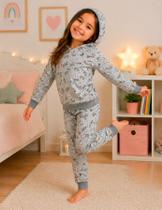 Pijama Infantil Feminino de Inverno com Capuz e Bolso Menina Suede com elasticidade Pijama Infantil Feminino de Inverno com Capuz e Bolso Menina Suede com elasticidade
