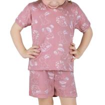 Pijama Infantil Feminino Dedeka Canelado Curto Bichinhos
