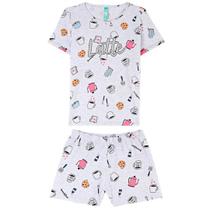 Pijama Infantil Feminino Estampado Gola Redonda em Algodão Malwee Kids