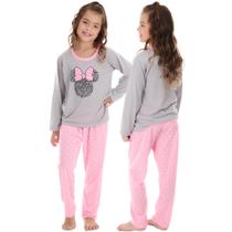 Pijama Infantil Feminino Estampado Longo de Frio Roupa de Dormir Menina Inverno - FREE STORE