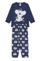 Pijama Infantil Feminino Inverno Coala - Hey Kids Azul