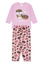 Pijama Infantil Feminino Inverno Coffe Time - Hey Kids Rosa Claro