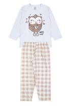 Pijama Infantil Feminino Inverno Coruja - Hey Kids Branco