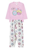 Pijama Infantil Feminino Inverno Donuts - Hey Kids Rosa Claro