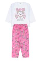 Pijama Infantil Feminino Inverno Game Mode - Hey Kids Branco