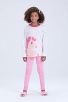 Pijama Infantil Feminino Inverno Unicórnio Brilha no Escuro