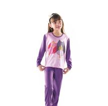 Pijama Infantil Feminino Longo Calça Comprida Manga Longa Decote Redondo