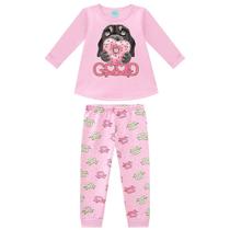 Pijama Infantil Feminino Longo Flanelado Brilha no Escuro Rosa Cachorro - Kyly