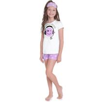 Pijama Infantil Feminino Manga Curta Brilha no Escuro Kyly 111643