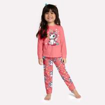 Pijama Infantil Feminino Moletom Flanelado Unicórnio Brilha no Escuro Kyly