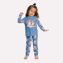 Pijama infantil feminino unicórnio brilha no escuro kyly