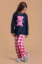Pijama Infantil Feminino Urso Xadrez