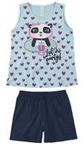 Pijama Infantil Feminino Verão Azul Let's Panda Malwee