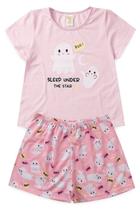 Pijama Infantil Feminino Verão Boo - Hey Kids - Rosa Claro