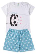 Pijama Infantil Feminino Verão Cute Panda - Hey Kids - Branco