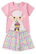 Pijama Infantil Feminino Verão Milkshake Sheep - Hey Kids - Rosa Claro Pijama Infantil Feminino Verão Milkshake Sheep - Hey Kids - Rosa Claro