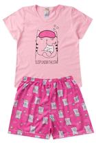 Pijama Infantil Feminino Verão Sleep Cat - Hey Kids - Rosa