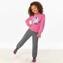 Pijama Infantil Flanelado Uni Hello PInk - Malwee Liberta