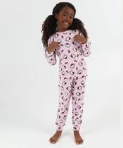 Pijama Infantil Hello Kitty Manga Longa Tam 4 a 12 Rosa