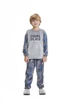 Pijama Infantil Inverno Quentinho Menino Fleece Gamer Moletinho Flanelado Felpudo Manga Longa Frio
