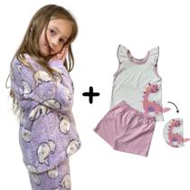 Pijama Infantil Inverno Soft Fleece Menina - kit 4 peças