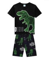 Pijama Infantil Kyly Brilha No Escuro Dinossauro Preto Cód: 336