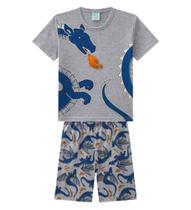 Pijama Infantil Kyly Brilha No Escuro Dragão Cinza Cód: 330