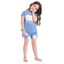 Pijama Infantil Kyly Brilha no Escuro Ovelhinha Azul Cód: 263