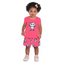 Pijama Infantil Kyly em Algodão Brilha no Escuro Rosa