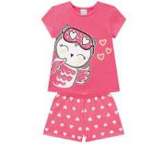 Pijama Infantil Kyly Menina Camiseta E Short - Coruja