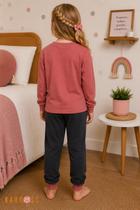 Pijama Infantil Longo Confortável Algodão Macio Rosa e Cinza Manga Longa Calça Ajustada Inverno Pijama Infantil Longo Confortável Algodão Macio Rosa e Cinza Manga Longa Calça Ajustada Inverno