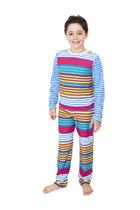 Pijama Infantil Longo Divertido Listras Coloridas