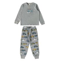 Pijama Infantil Longo em Soft Menino Malwee Carro Cinza