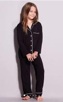 Pijama infantil longo flora preto