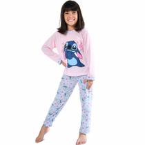 Pijama Infantil Longo Inverno Menina Stitch