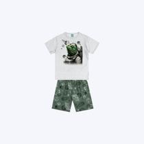 Pijama infantil longo Kyly menino 100% algodão com estampa camaleão que brilha no escuro Pijama infantil longo Kyly menino 100% algodão com estampa camaleão que brilha no escuro