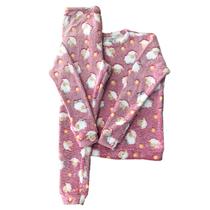 Pijama Infantil Longo Roupa de Dormir Fleece Plush Soft Inverno Ovelha Rosa - Tam. 06 - Love4Home