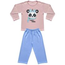 Pijama Infantil Look Jeans Longo Panda Rosa/Azul - ROSA - 04