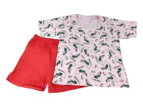 Pijama Infantil Manga Curta Menina Verão Rosa Terracora