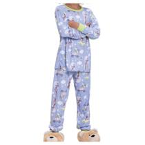Pijama Infantil Masculino Alakazoo Longo Urso na Lua Azul