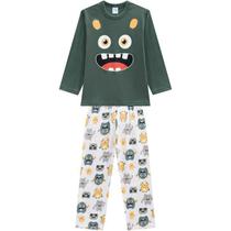 Pijama Infantil Masculino Cinza Brilha no Escuro Inverno Kyly