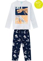Pijama Infantil Masculino Cinza que Brilha no Escuro Inverno Kyly