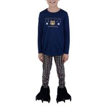 Pijama Infantil Masculino Danka Ursos Xadrez Longo Azul 0120