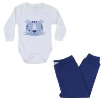 Pijama Infantil Masculino Di Grassi Tigre Branco e Marinho - 167