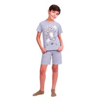 Pijama Infantil Masculino Gola Redonda Manga Curta Lupo