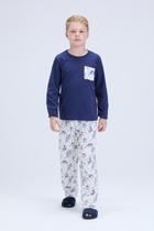 Pijama Infantil Masculino Inverno Bolsinho Estampado