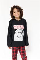Pijama infantil masculino inverno camiseta manga longa meme flork e calça em soft Pijama infantil masculino inverno camiseta manga longa meme flork e calça em soft