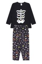 Pijama Infantil Masculino Inverno Esqueleto- Hey Kids Preto