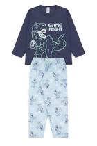 Pijama Infantil Masculino Inverno Game Night - Hey Kids Azul